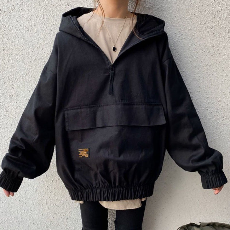 Autumn Women's Long Sleeve Casual Loose Hooded Jacket