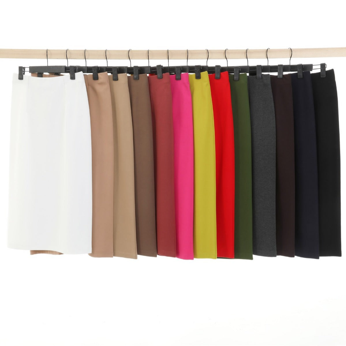 Black A- Line Skirt High Waist Slimming Knitted