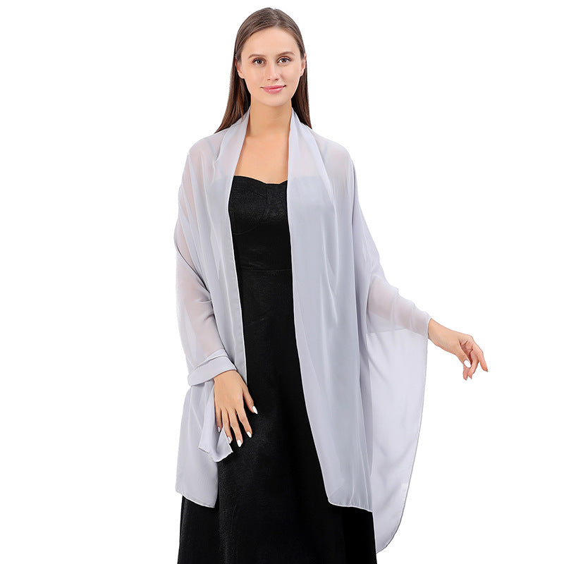 High Quality Solid Color Chiffon Dinner Shawl