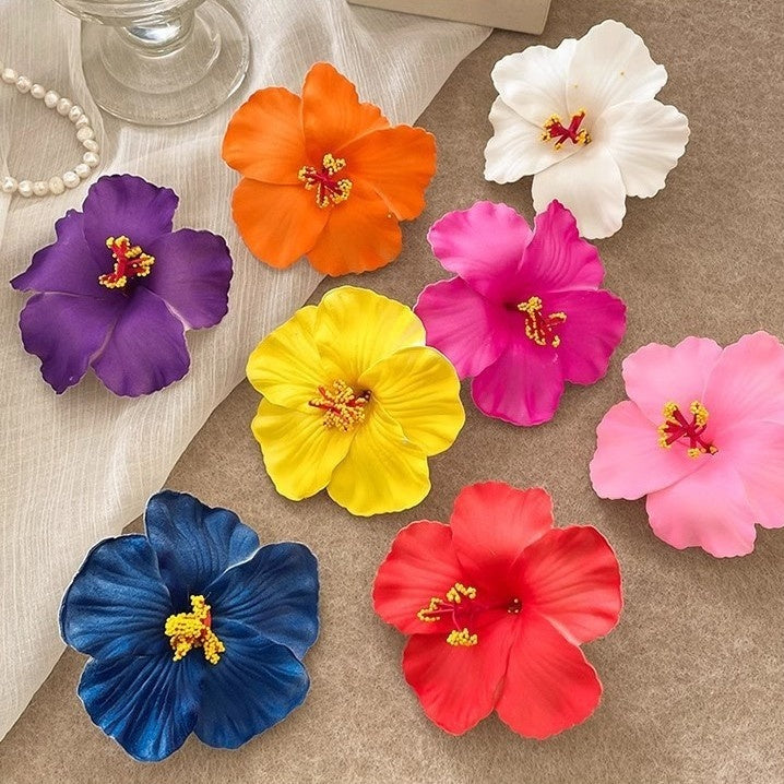 Sweet Seaside Beach Degree Hibiscus Rosa-sinensis Flowers Hairpin Side Clip