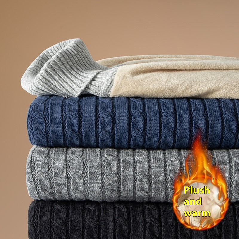 Men's Fleece-lined Thick Neck Sweater