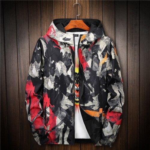 Fashion Camouflage Two Sided Top Hooded Slim Sports Thin Coat