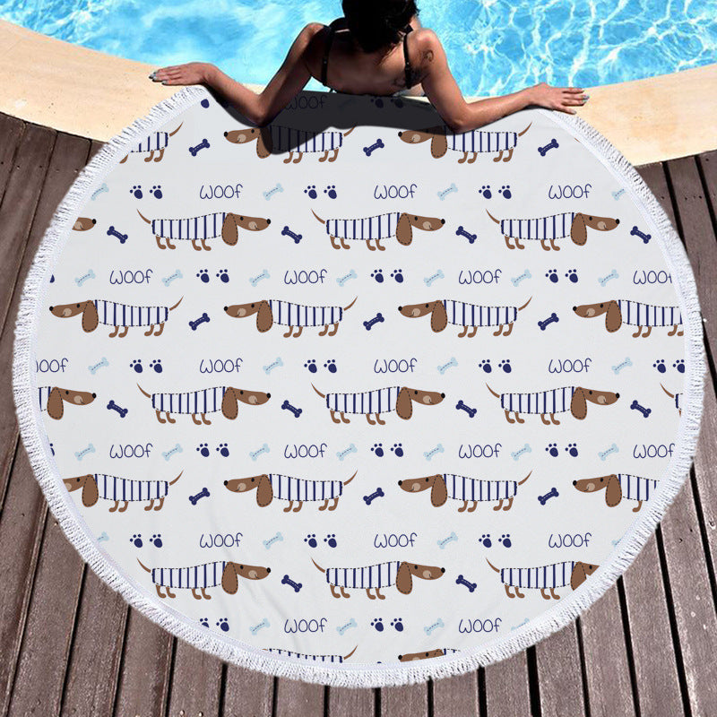 Round printed beach towel