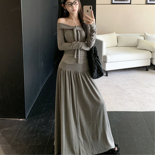 Longleeve Offshoulder Top Skirt