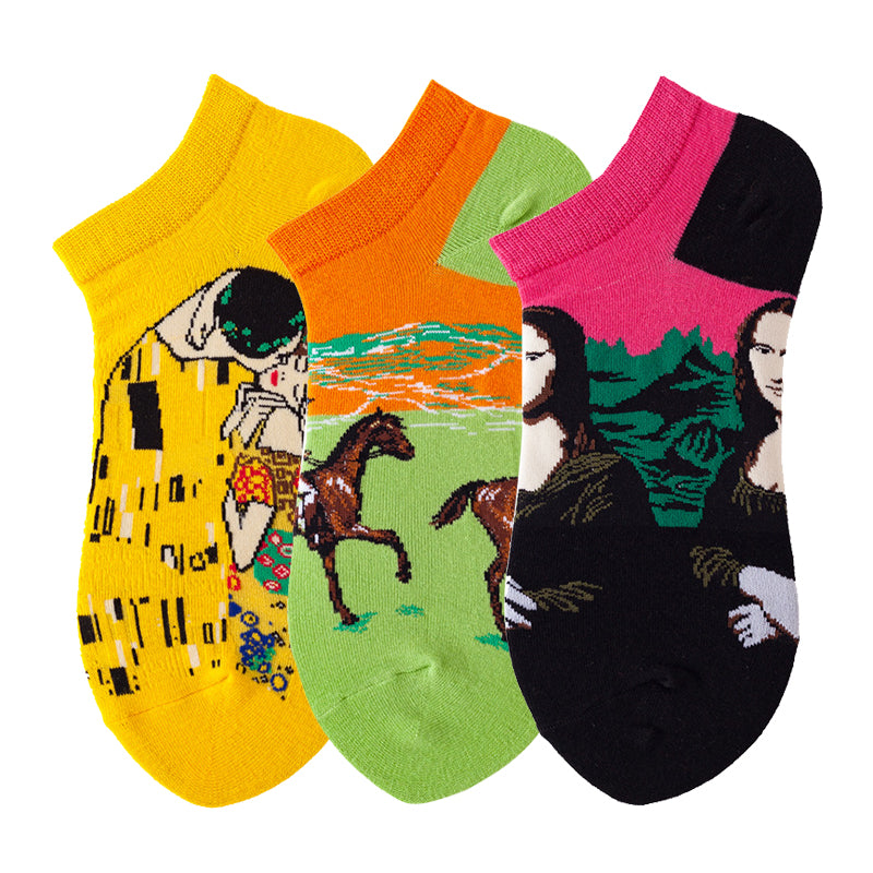 Women's Shallow Mouth Oil Painting Avocado Socks