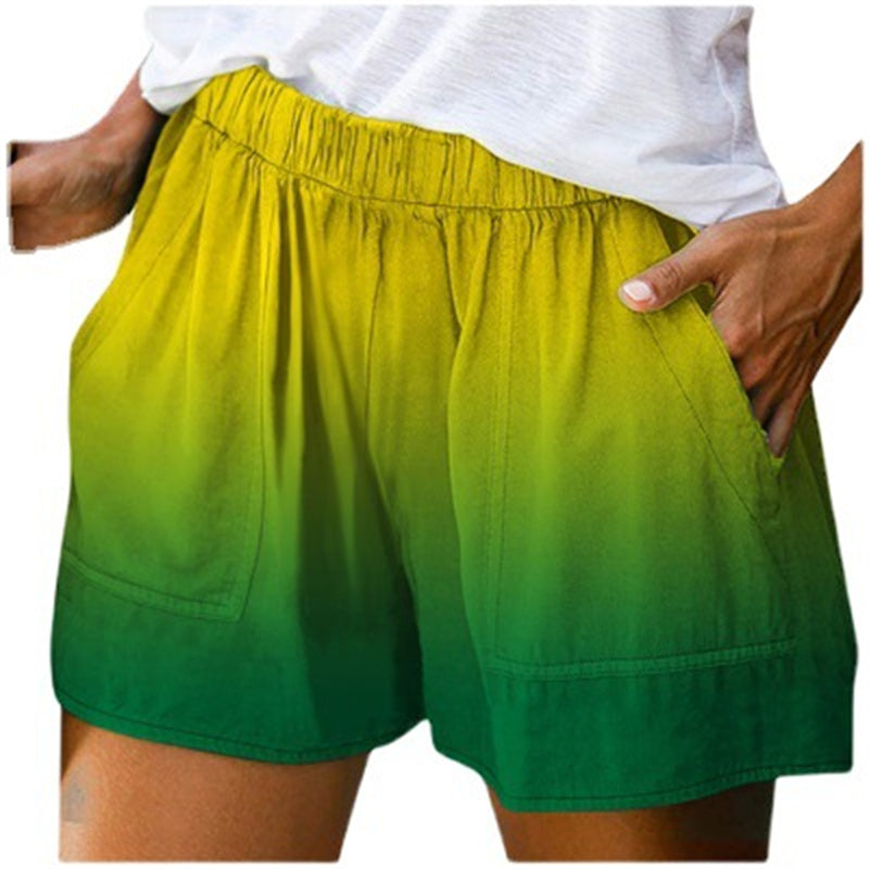 Dame Shorts med Vide Ben, Farvegradient og Lommer