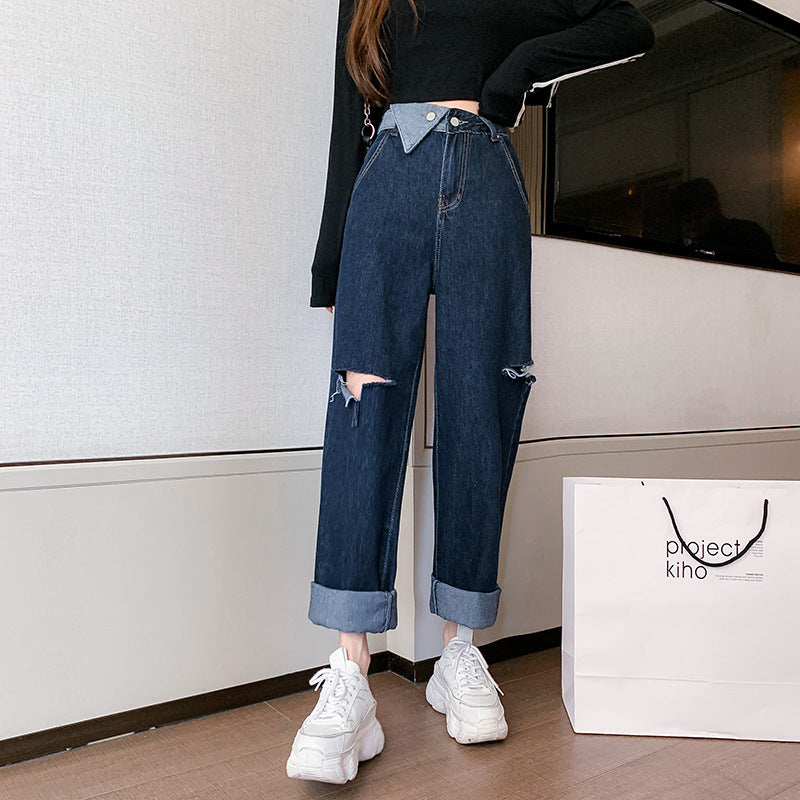 Loose Thin Pendant Straight Tube Hole Mop Pants