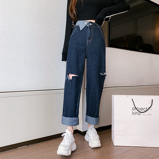 Loose Thin Pendant Straight Tube Hole Mop Pants