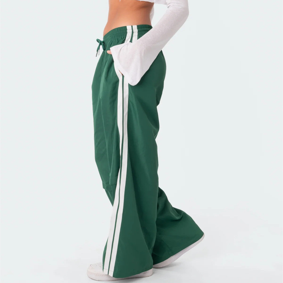 Women's Pants Striped Draping Effect Wide-legged Versatile Pants Contrast Color Mopping Casual Sports Pants