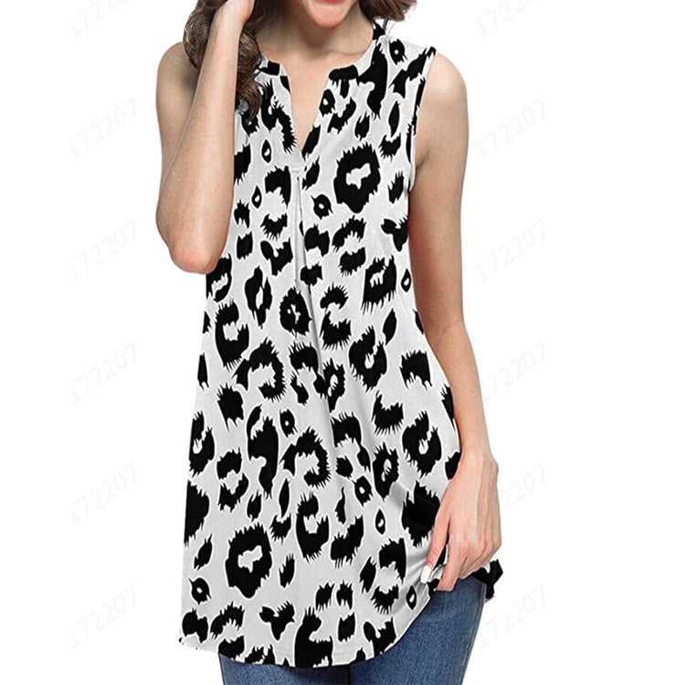 European And American Style New Printed V-neck Sleeveless Vest
