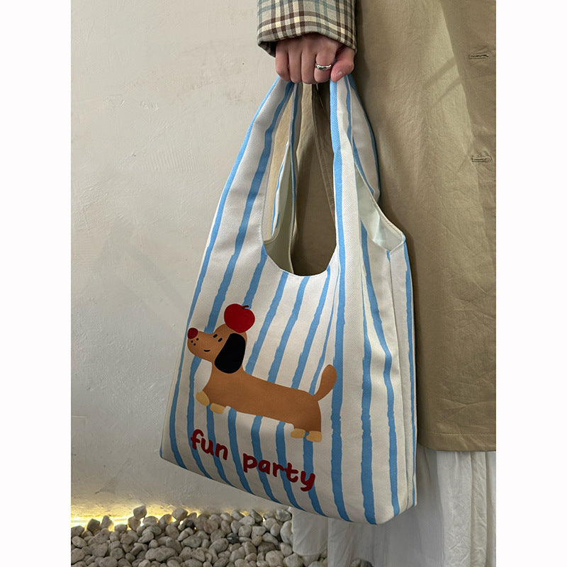 Fashion Painted One-shoulder Canvas Cloth Bag For Women