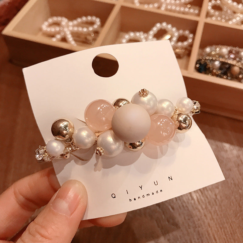 Net Red Hair Accessories Sweet Pearl Spring Clip