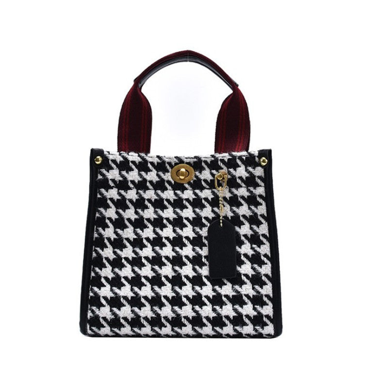Fashion One Shoulder Canvas Plaid Handbag
