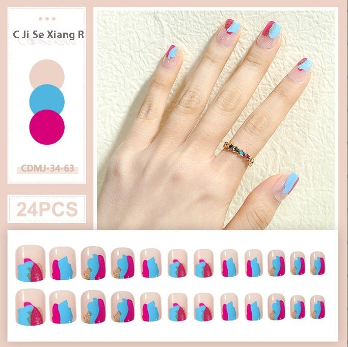 Women's European, American And French Style Pieces Fake Nail Patch