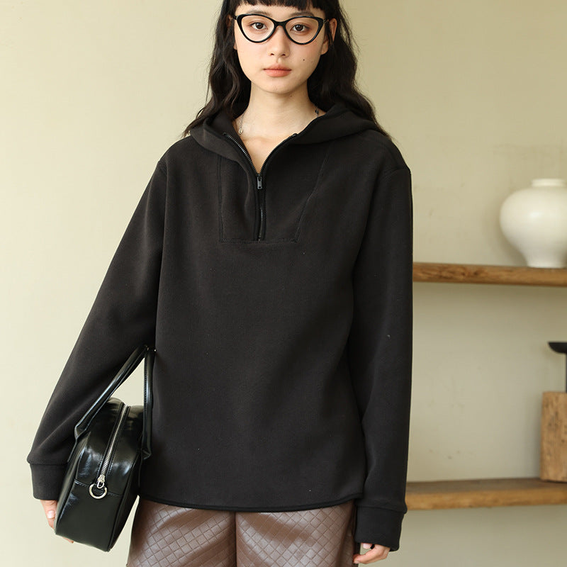 Hooded Loose Thickened Outer Wear Casual Top