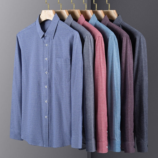 Men's Spring And Autumn Coat Casual Cotton Brushed Plaid Shirt