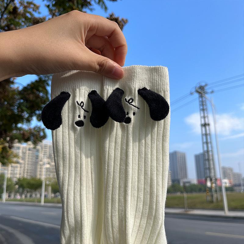 Niche Three-dimensional Ears Black And White Puppy Socks