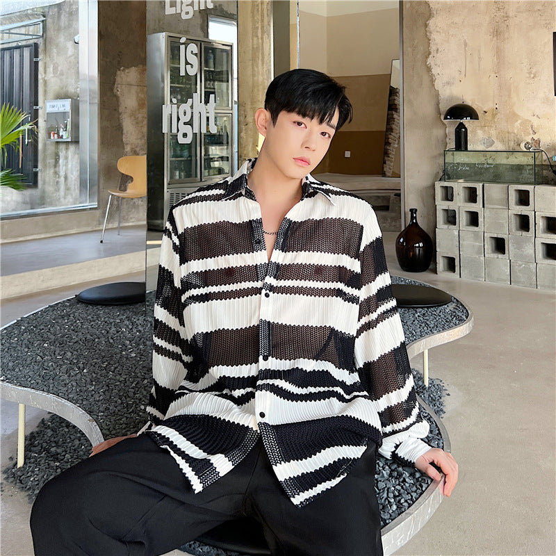 Men's Long Sleeved Semi Transparent Shirt For Sun Protection