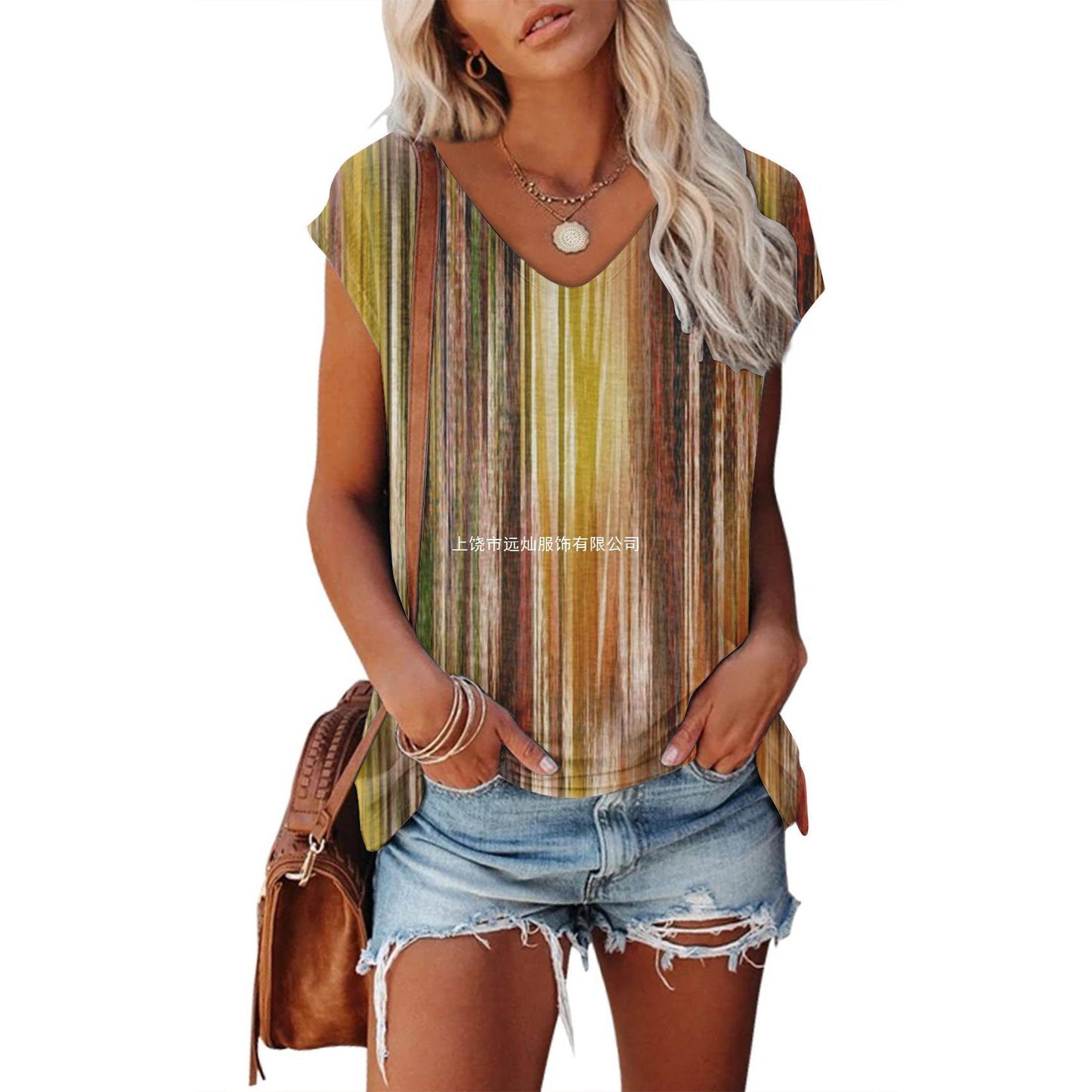 Women's 3D Digital Printing Sleeveless Multi-color Top