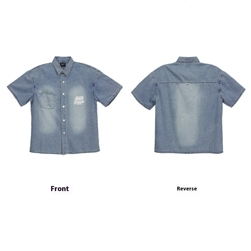 American Street Hip Hop Denim Suit Shirt Trousers