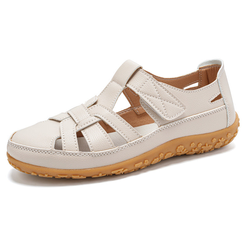 Handmade Retro Sandals Soft Bottom Mom Shoes Velcro