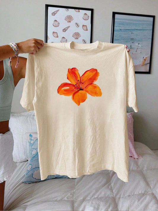 Plus Size Women's T-shirt Casual Simple Pattern Round Neck