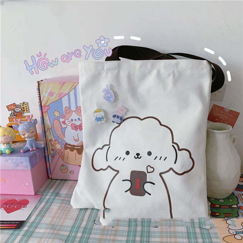 College Style Cute Cartoon Canvas Girl Shoulder Bag