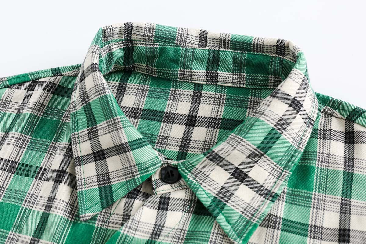 Japanese Trendy Plaid Stitching Shirt