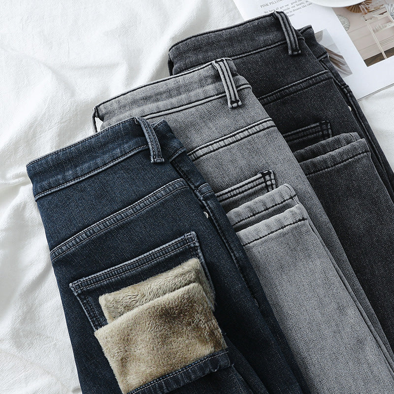 Fashion Ladies' High-waisted Plus Velvet Feet Pants