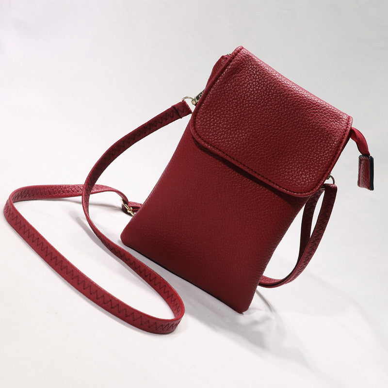 New Style Soft Leather Zipper Mobile Phone Bag For Women