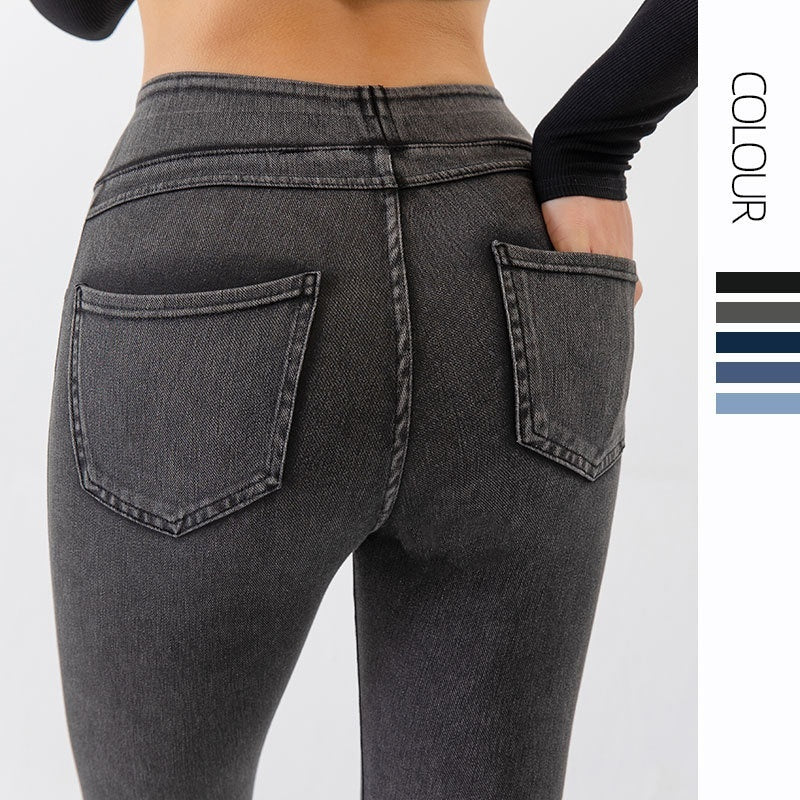 Europæiske Og Amerikanske Nye Højtaljede Yoga Jeans Til Kvinder