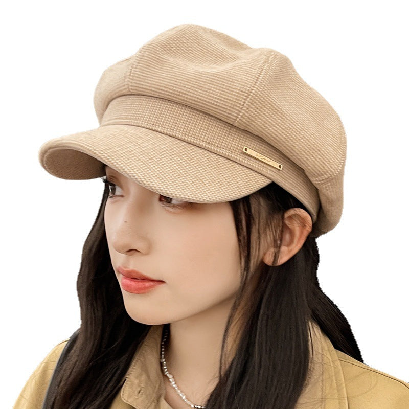 Women's Korean-style All-match Metal Label Peaked Cap