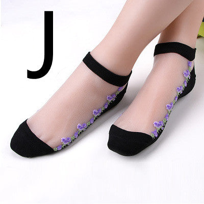 Short Transparent Non-slip Wear-resistant Invisible Cotton Bottom Crystal Boat Socks