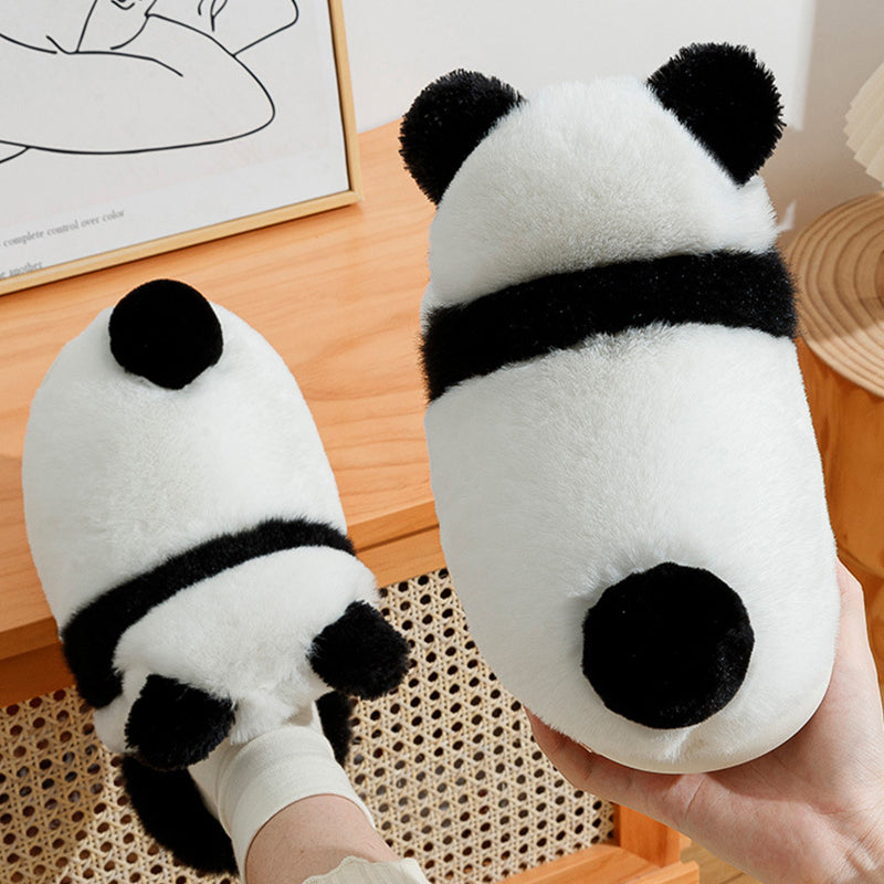 Søde Panda Sko Vinter Plys Hjemmesko Kvinder Varme Tegneserie Haven Hjemmesko Indendørs Tyk Sål Fodtøj Skridsikre Fluffy Hjemmesko