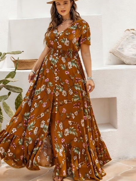 Bohemian Style Printed Dress For Women