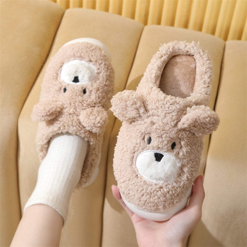 Winter New Cute Cartoon Bear Cotton Slippers Household