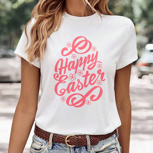 Women's Minimalist Printed Casual Round Neck Short Sleeved Shirt