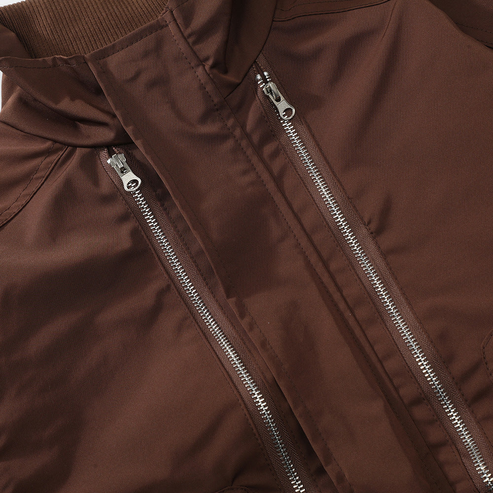 Loose Casual American Street Solid Color Long Sleeve Pilot Coat