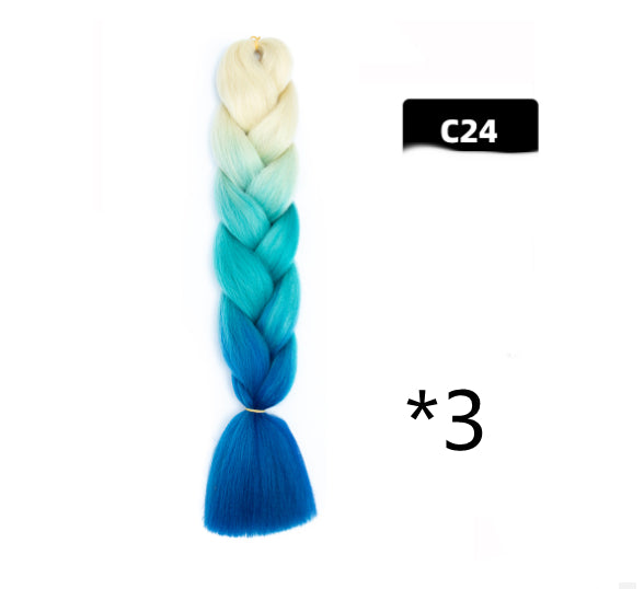 Color Big Braid African Chemical Fiber High Temperature Silk Wig Gradient