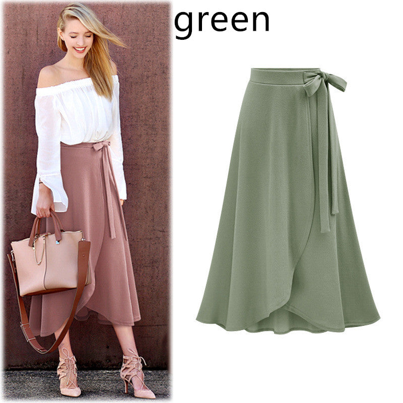Women's mid-length lace-up skirt