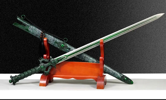 Green Green Dragon Longquan Sword Green Bamboo Fengyun Sword High-Manganese Steel Blade Self-Defense Cold Weapon  Item
