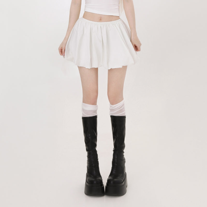 Women's A- Line Low Waist Puffy Bud Skirt