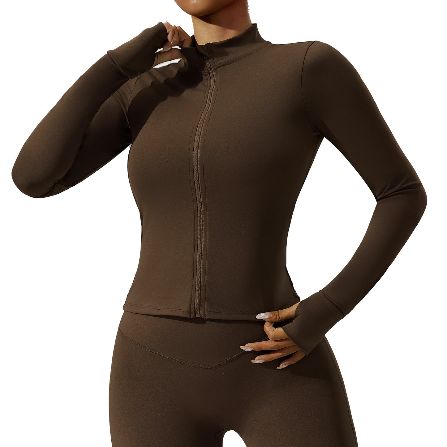 Women's Zippered Tight-Fitting Long-Sleeve Yoga