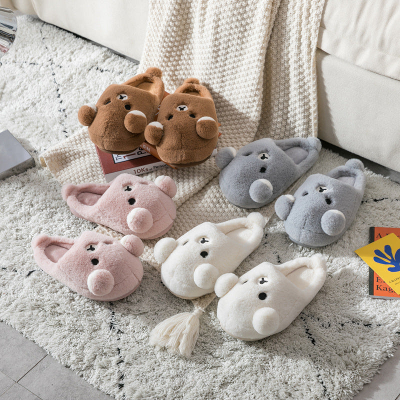 Plush cartoon thick-soled warm cute cotton slippers
