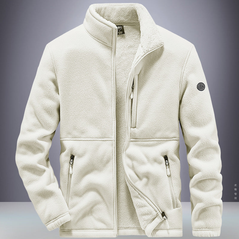 Polar Fleece Sports Jacket Men's Autumn And Winter Outdoor Plus Fluff Thickened Casual Top Clothes Fleece Sweater Plus Size Jacket