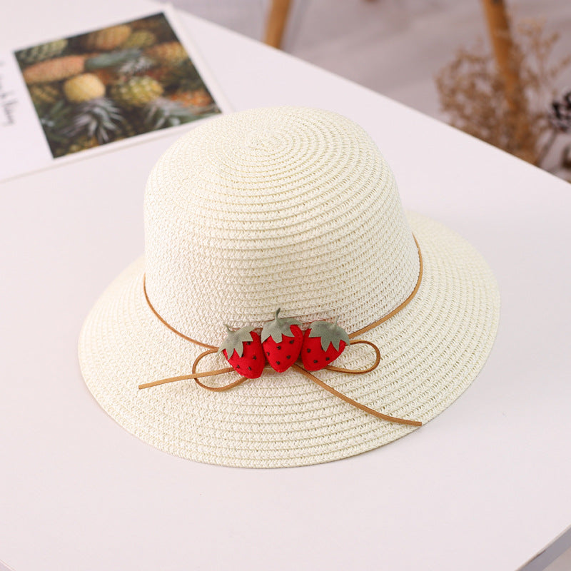 Three Strawberry Suit Children's Summer New Straw Hat