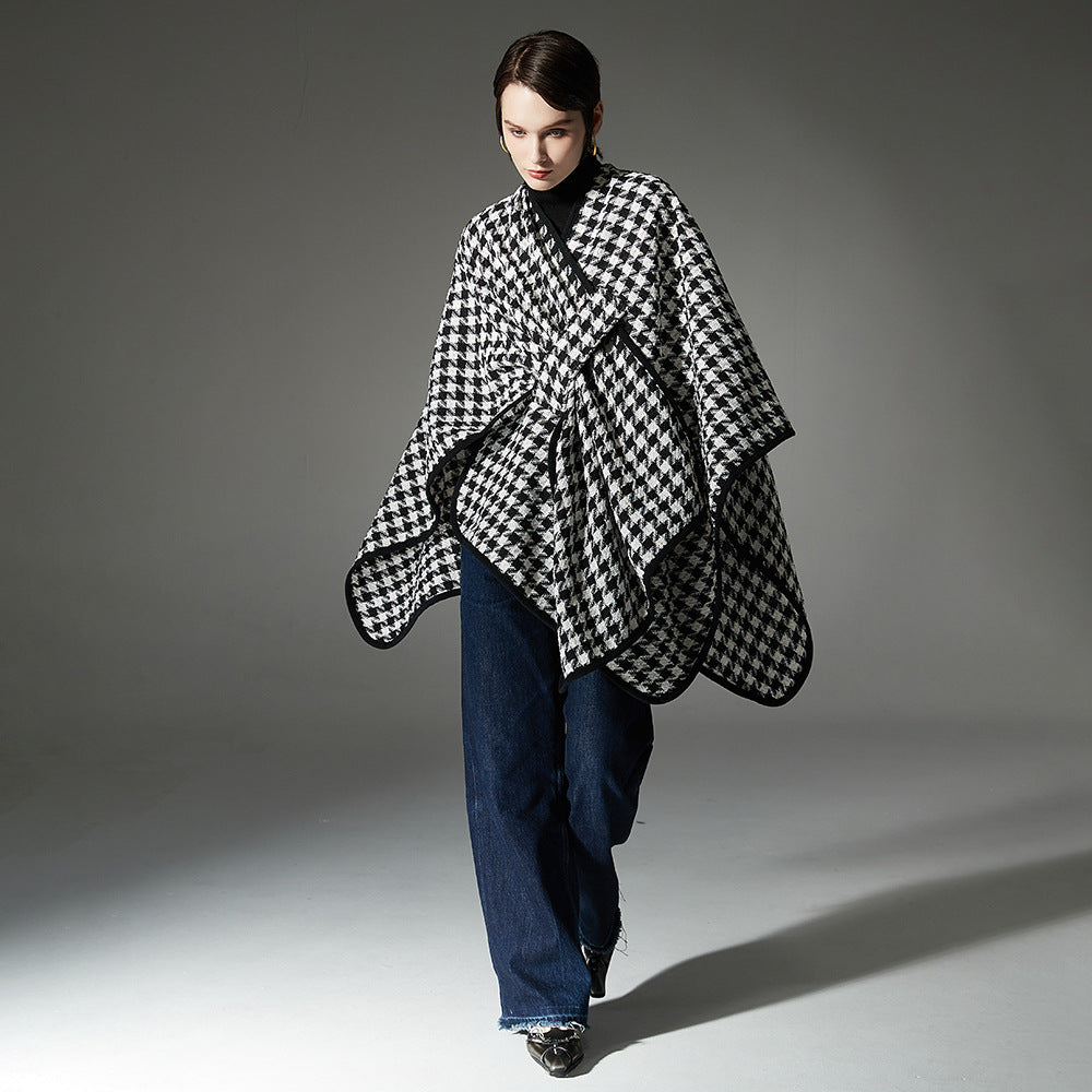 New Hasp Gold Silk Houndstooth Shawl