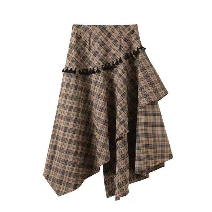 Women's Retro Suit Jacket With A Grid Half Skirt