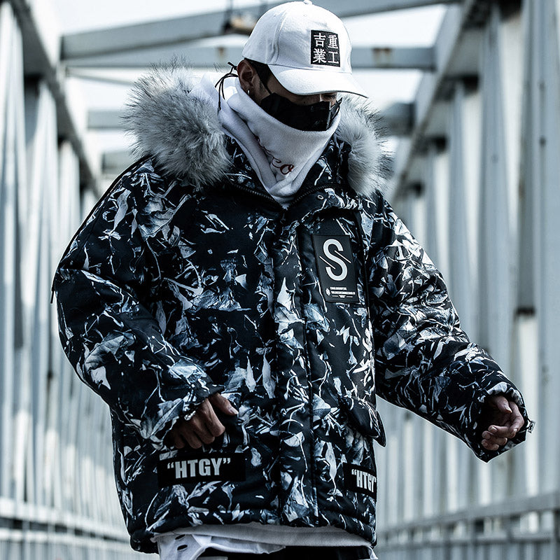Løs hiphop-camouflagejakke til bjergbrug