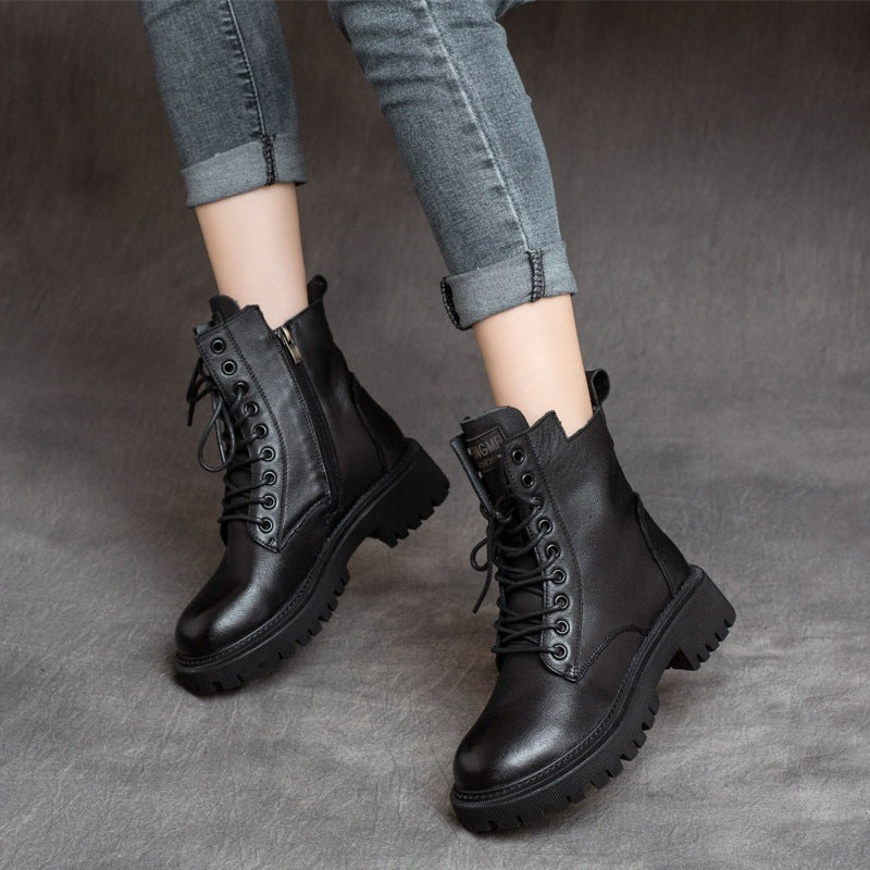 Mid-Tube All-Match Martin Boots Side Zipper